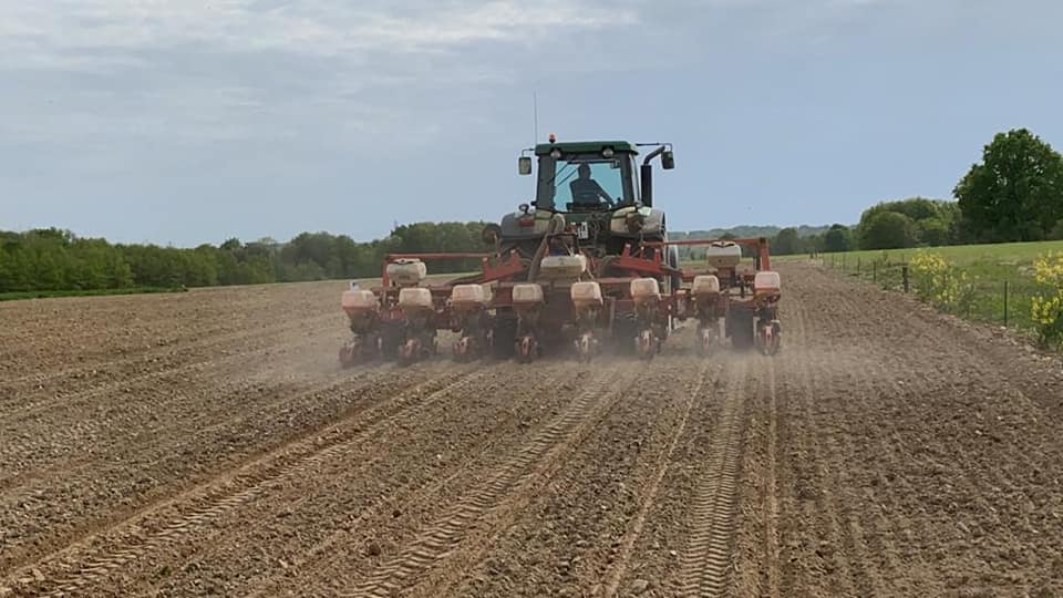 un tracteur semant des essais de grain